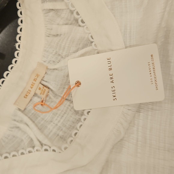 💕SKIES ARE BLUE💕Crochet Trim Knit Top ~ Off White Medium M NWT - Picture 11 of 13